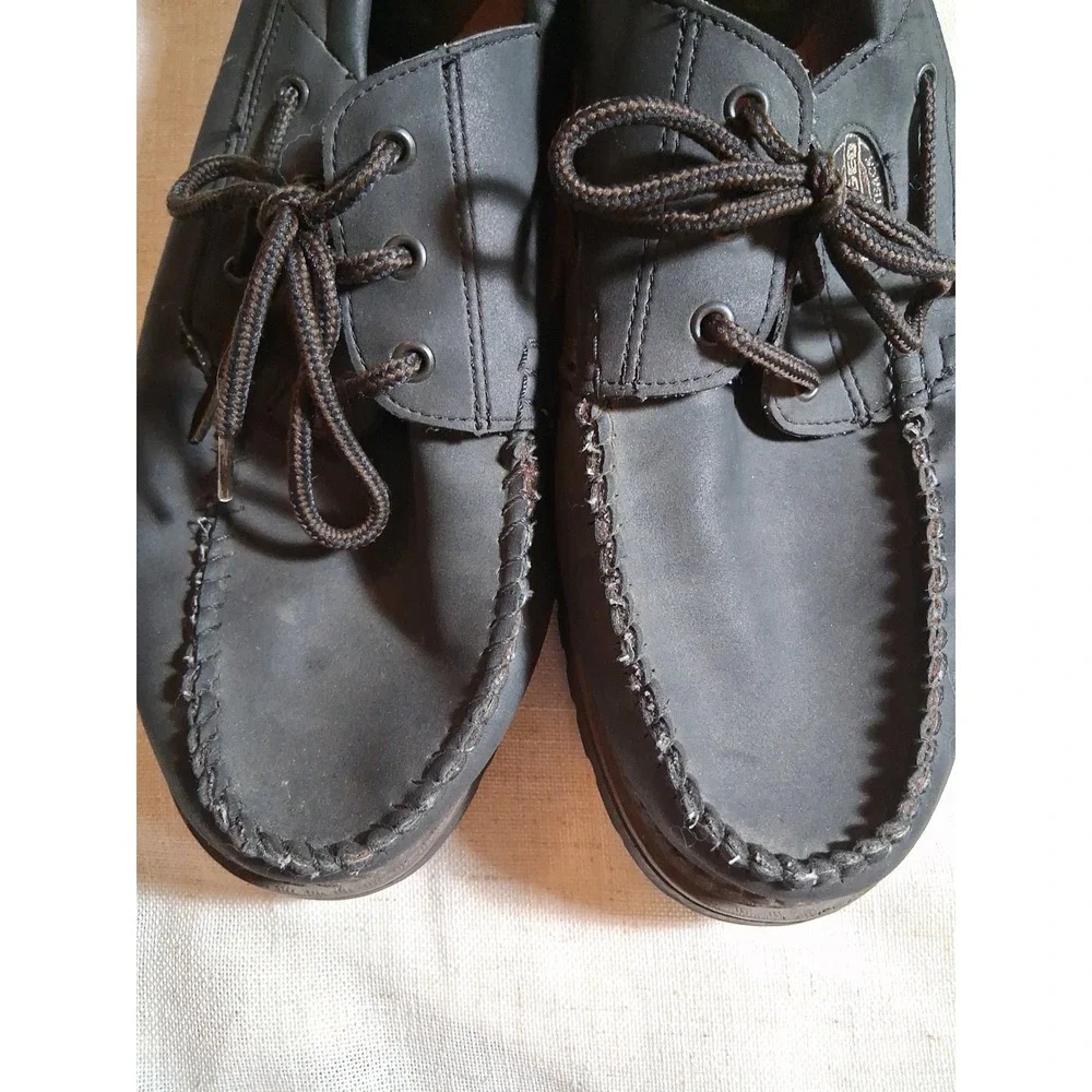 Rugged Outback Mens Black Boat Shoes‎ Loafers Wide Width Size 13W Lug Sole